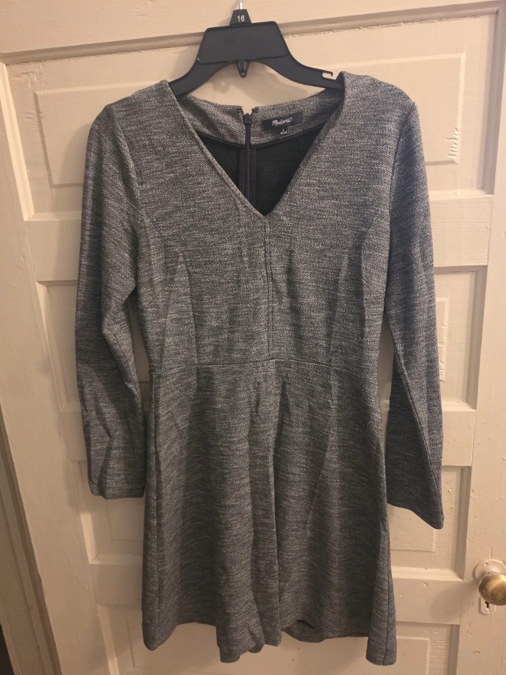 Madewell Heather Gray V-Neck Long Sleeve Knit Dress